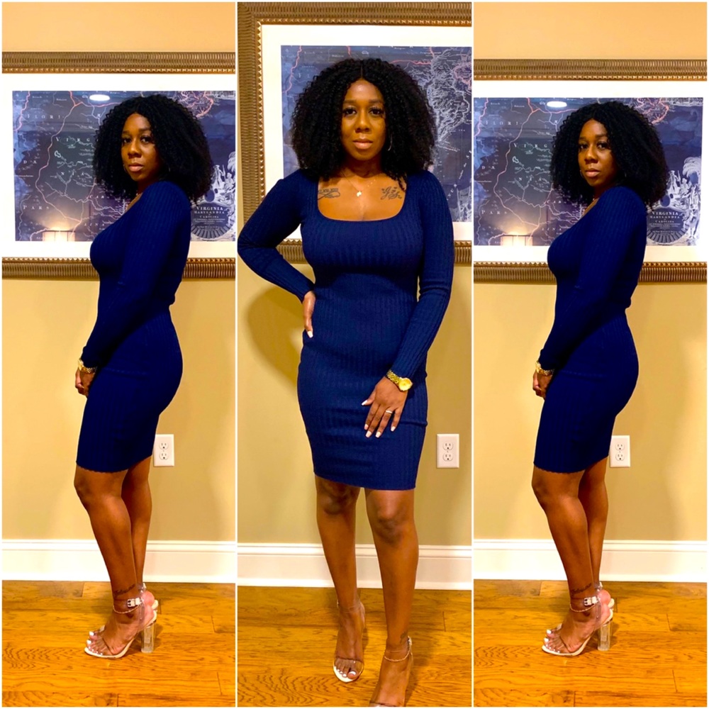 Long Sleeve Blue Dress